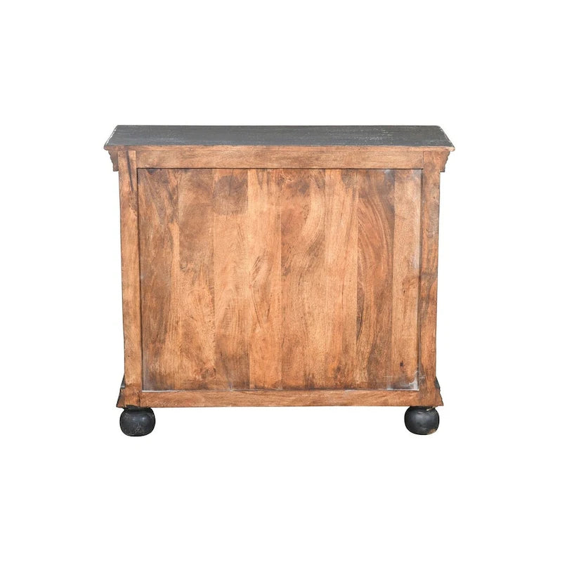 Black Hand carved 2 Door Accent Cabinet