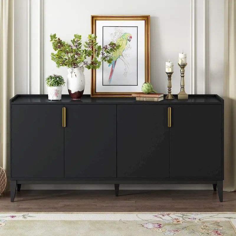 Wooden Storage Cabinet Sideboard with 4 Doors and Adjustable Shelves,for Hallway Entryway Living Room Bedroom