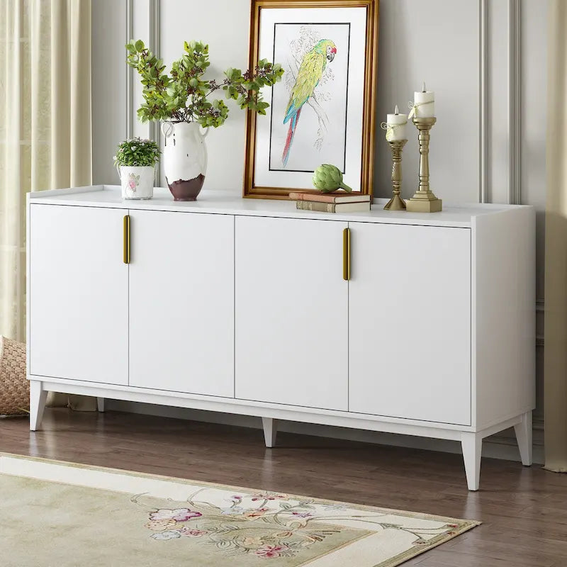 Wooden Storage Cabinet Sideboard with 4 Doors and Adjustable Shelves,for Hallway Entryway Living Room Bedroom