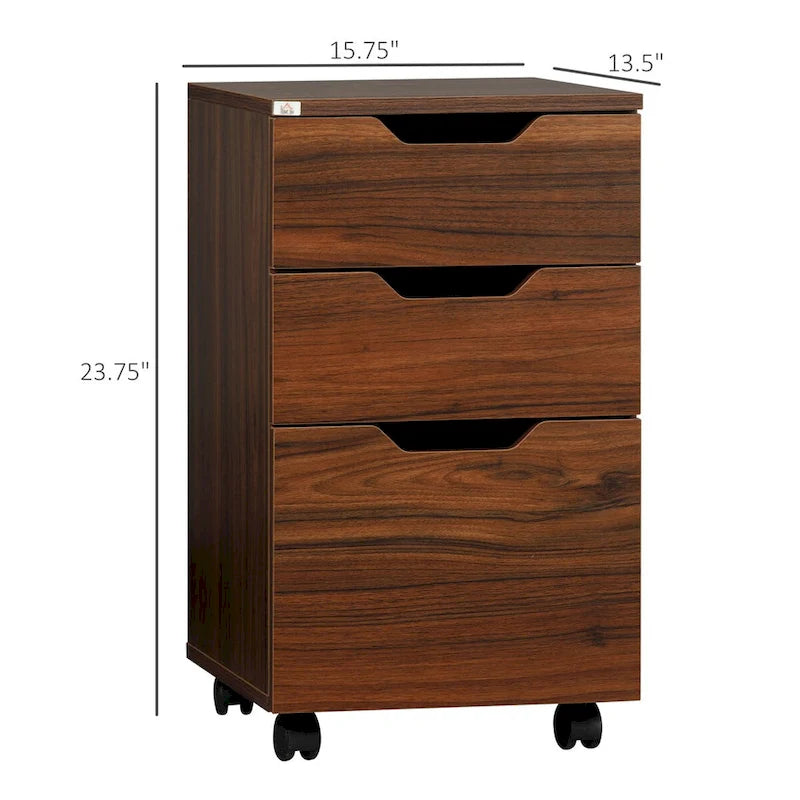 3 Drawer Office Storage Cabinet, Under Desk Cabinet with Wheels