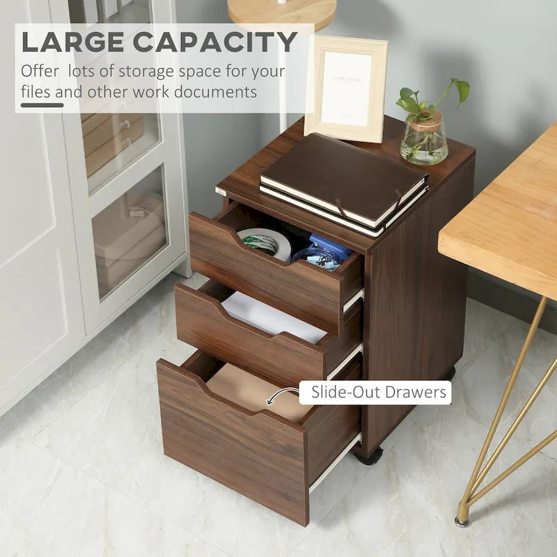 3 Drawer Office Storage Cabinet, Under Desk Cabinet with Wheels