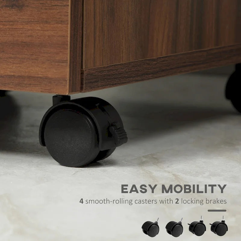 3 Drawer Office Storage Cabinet, Under Desk Cabinet with Wheels