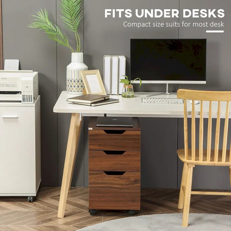 3 Drawer Office Storage Cabinet, Under Desk Cabinet with Wheels