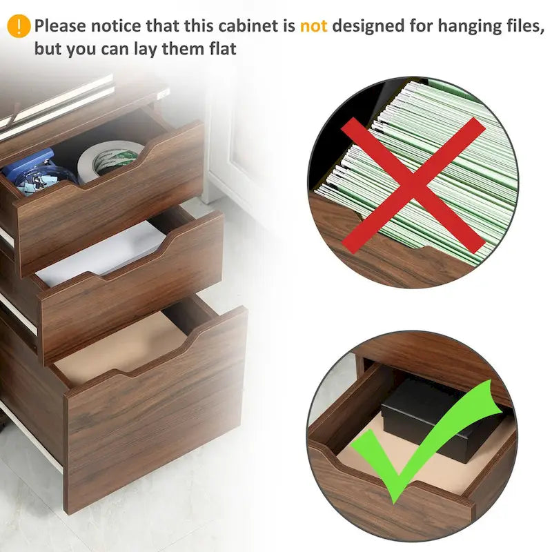 3 Drawer Office Storage Cabinet, Under Desk Cabinet with Wheels