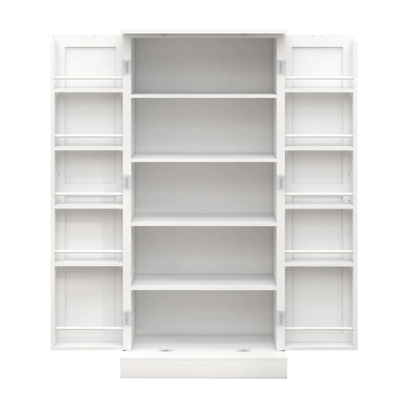 Freestanding LED Kitchen Pantry Cabinet with 2 Doors and Shelves