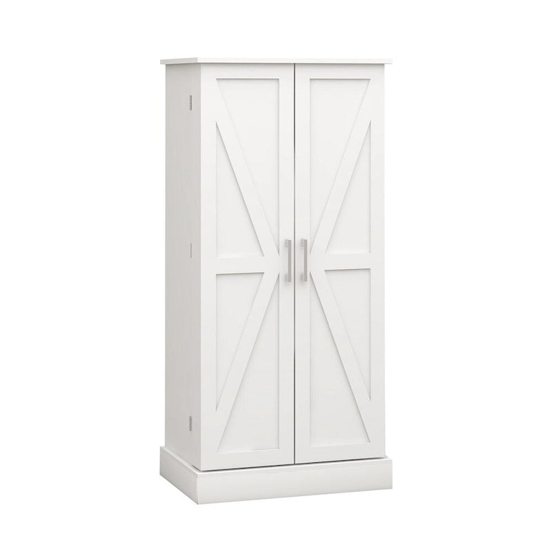 Freestanding LED Kitchen Pantry Cabinet with 2 Doors and Shelves