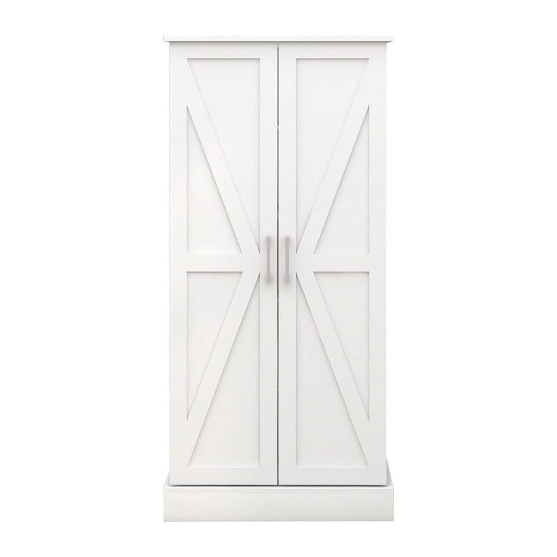 Freestanding LED Kitchen Pantry Cabinet with 2 Doors and Shelves