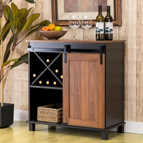 32.25H Mid Centry Modern Industrial Bar Cabinet Buffet Sideboard