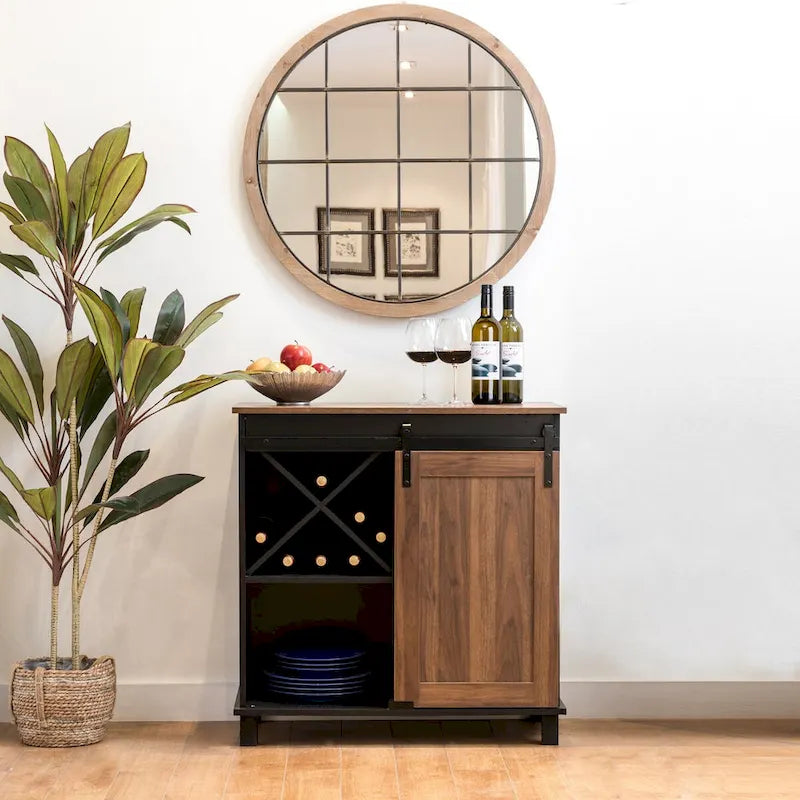 32.25H Mid Centry Modern Industrial Bar Cabinet Buffet Sideboard