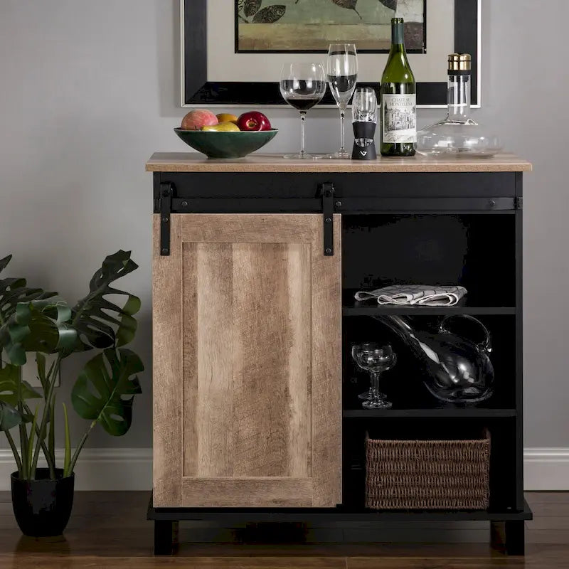 32.25H Mid Centry Modern Industrial Bar Cabinet Buffet Sideboard