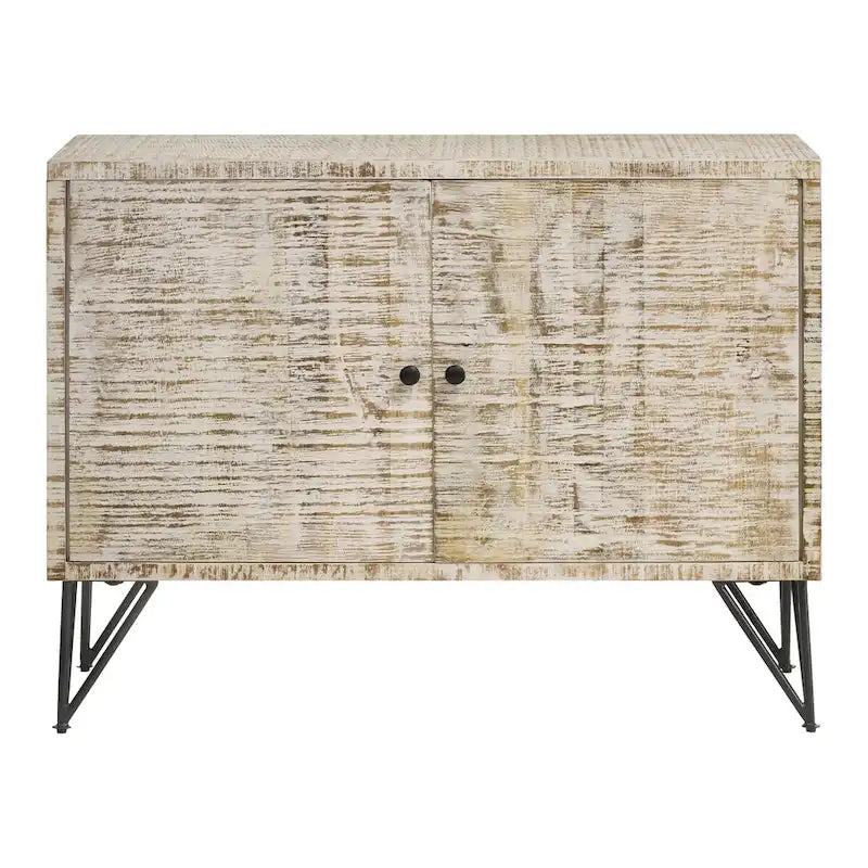 White Washed 1-Adjustable Shelf Accent Cabinet