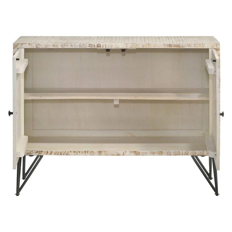 White Washed 1-Adjustable Shelf Accent Cabinet