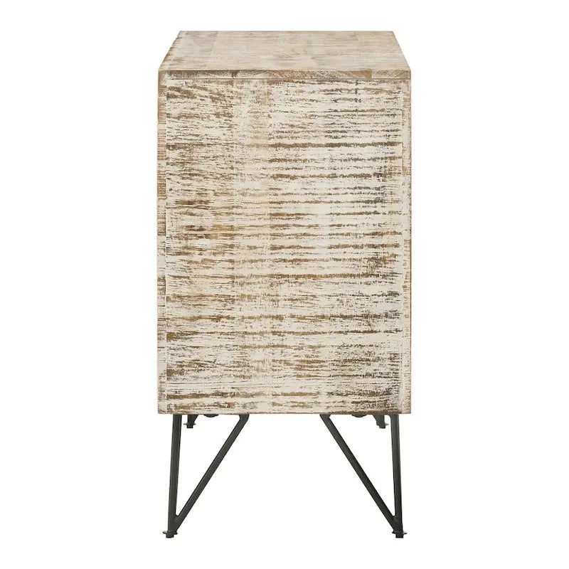 White Washed 1-Adjustable Shelf Accent Cabinet