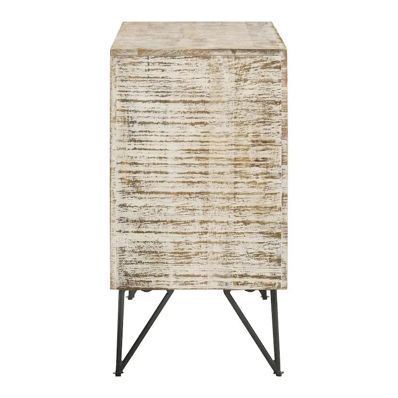 White Washed 1-Adjustable Shelf Accent Cabinet