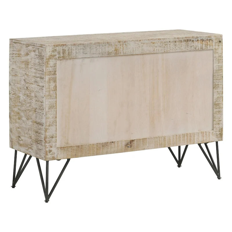 White Washed 1-Adjustable Shelf Accent Cabinet