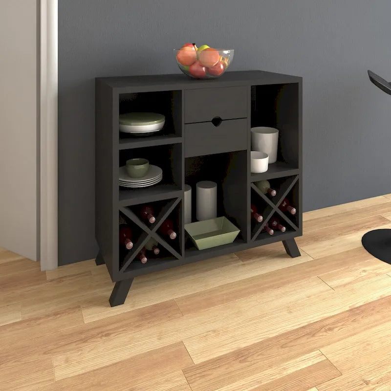 Furniture of America Deons Modern Cappuccino 4-shelf Wine Bar Dining Server