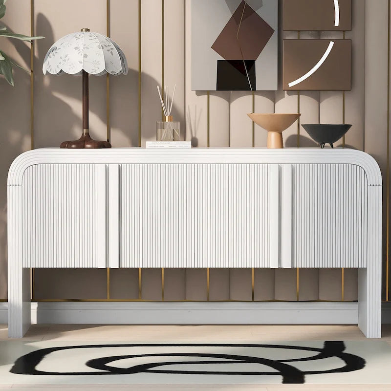 63 Striped Sideboard Buffet Cabinet with Adjustable Shelves