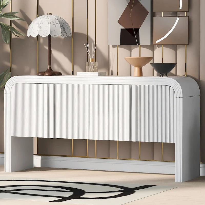63 Striped Sideboard Buffet Cabinet with Adjustable Shelves