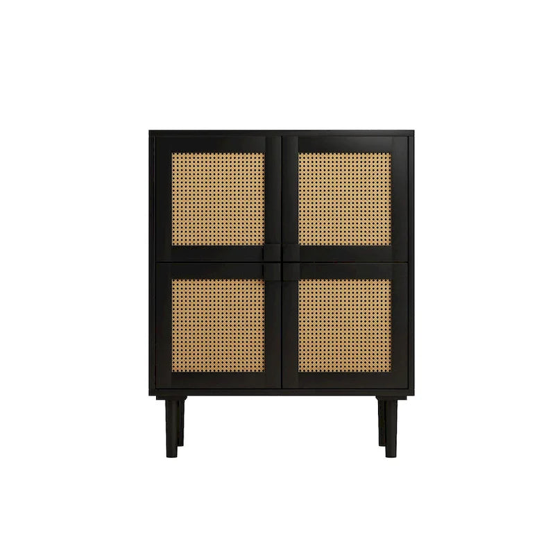 4-Doors Rattan Mesh Storage Cabinet