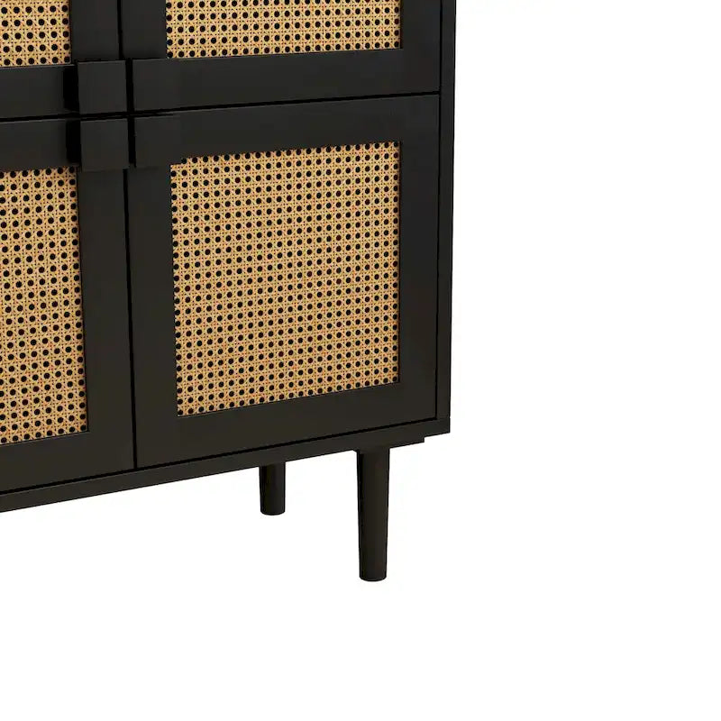 4-Doors Rattan Mesh Storage Cabinet