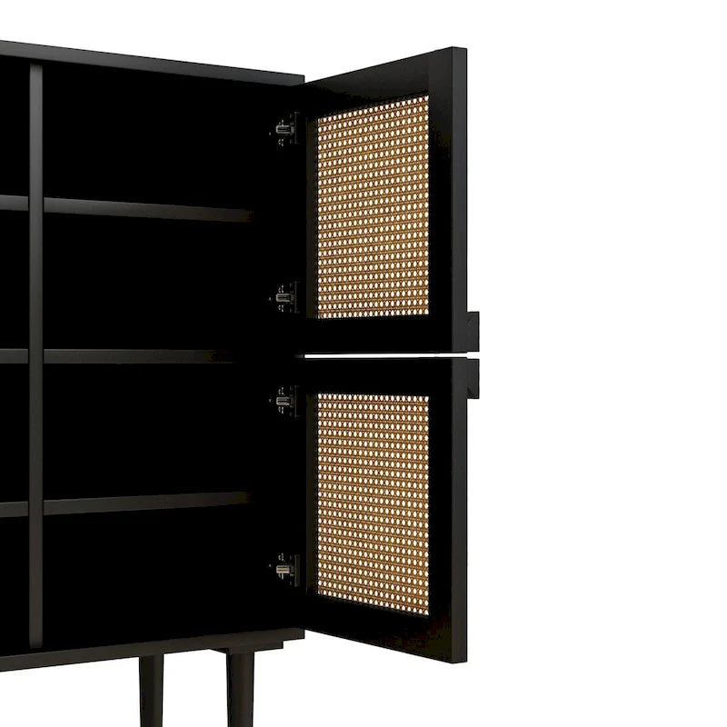 4-Doors Rattan Mesh Storage Cabinet