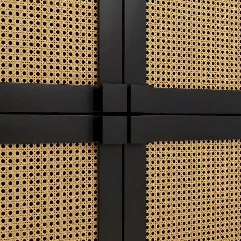 4-Doors Rattan Mesh Storage Cabinet