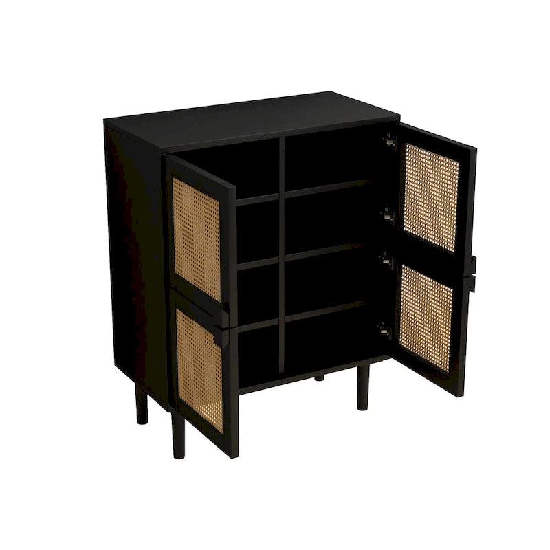 4-Doors Rattan Mesh Storage Cabinet