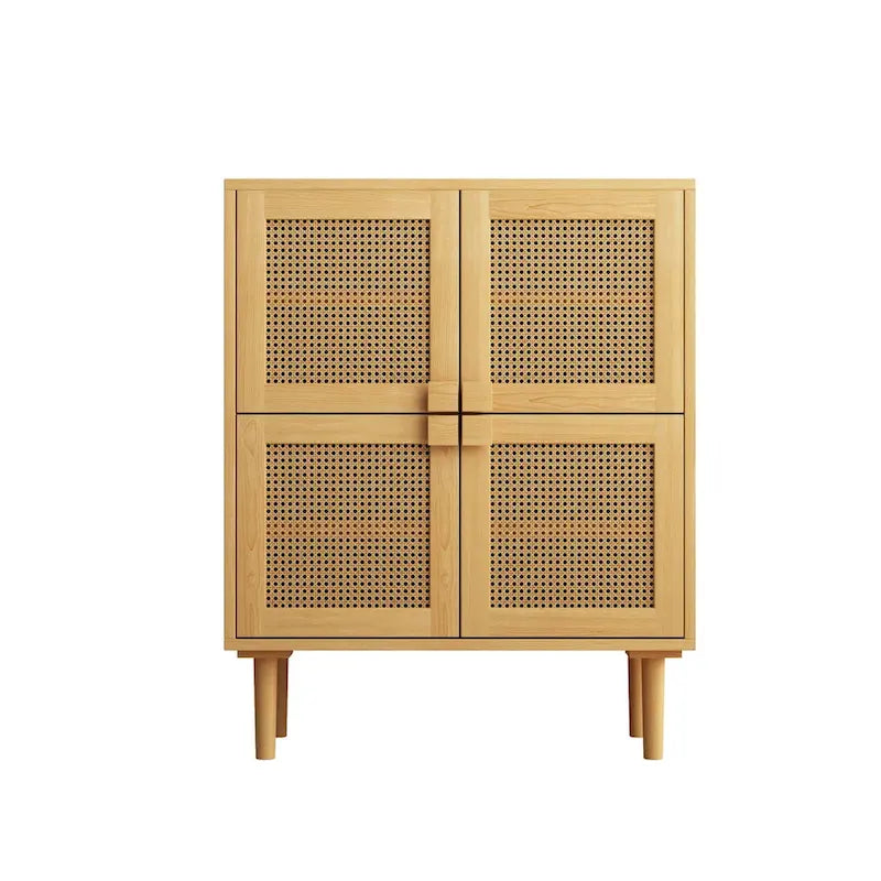 4-Doors Rattan Mesh Storage Cabinet