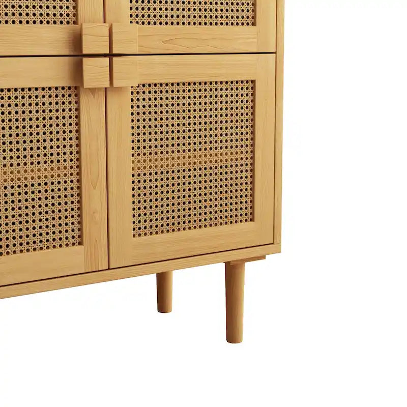 4-Doors Rattan Mesh Storage Cabinet