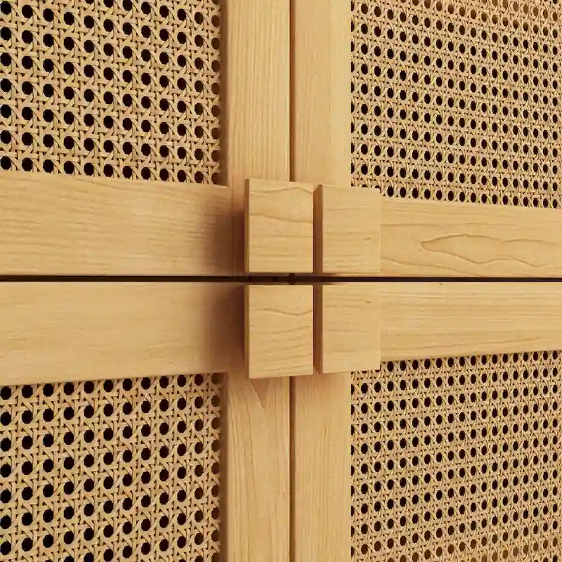 4-Doors Rattan Mesh Storage Cabinet