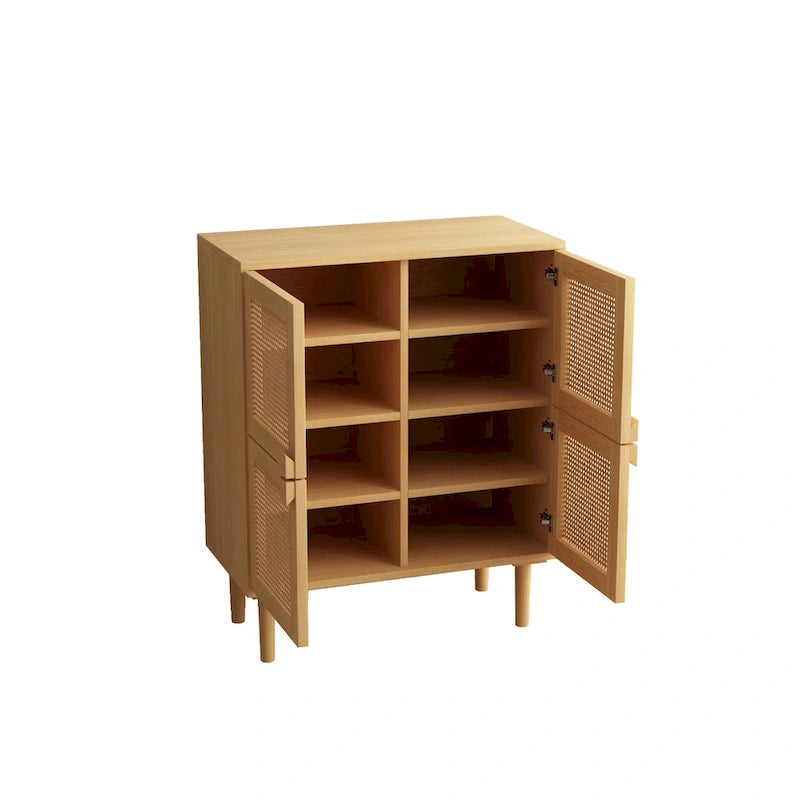 4-Doors Rattan Mesh Storage Cabinet