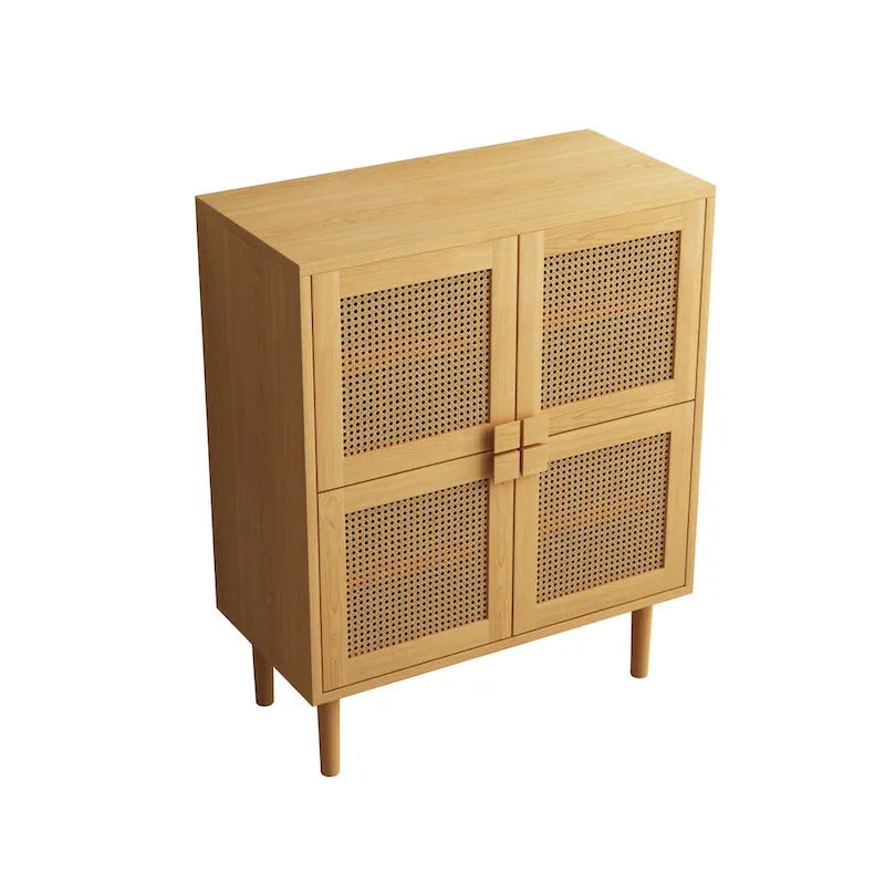 4-Doors Rattan Mesh Storage Cabinet