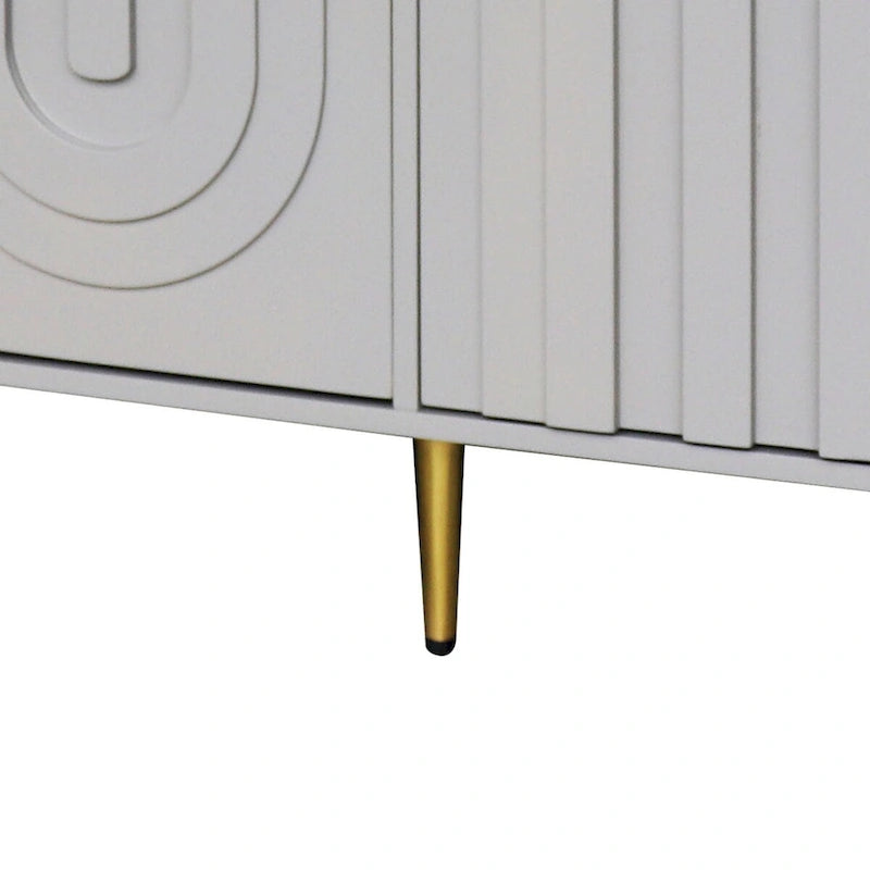 Modern Freestanding Wooden Storage Sideboard with a Center Suppprt Leg