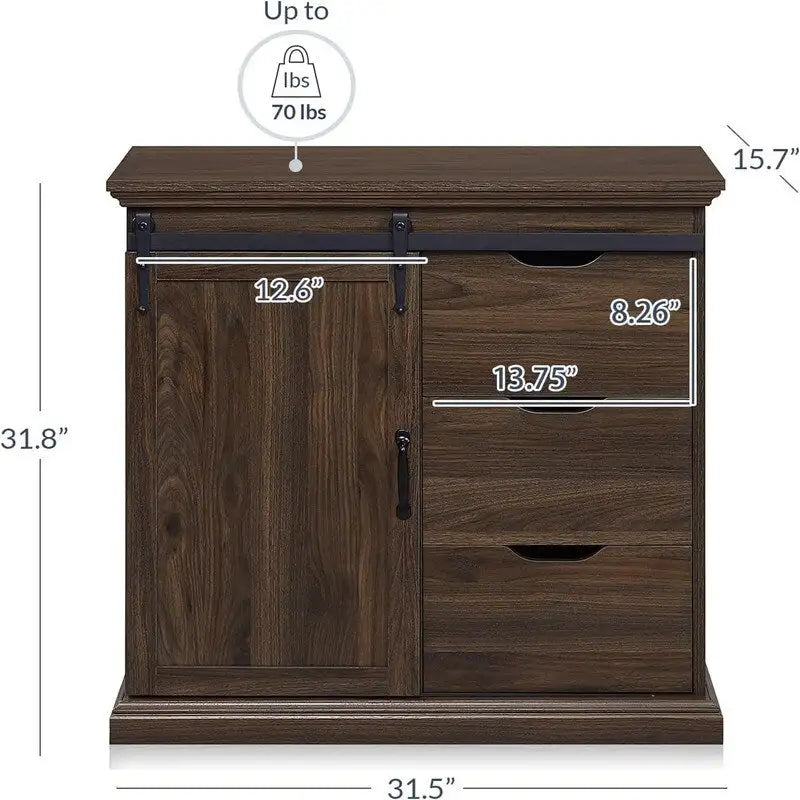 Sideboard Buffet Cabinet - 15.7D x 31.5W x 31.8H