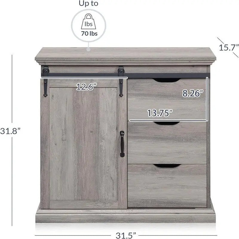 Sideboard Buffet Cabinet - 15.7D x 31.5W x 31.8H
