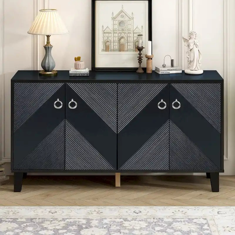 Light Luxury Cabinet Adorned with Geometric Patterns