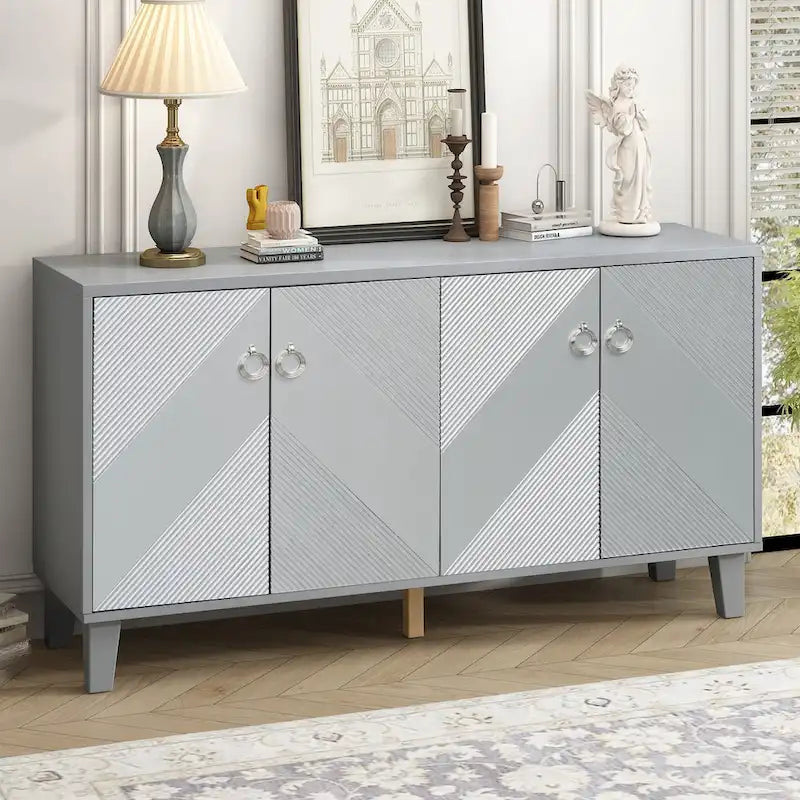 Light Luxury Cabinet Adorned with Geometric Patterns