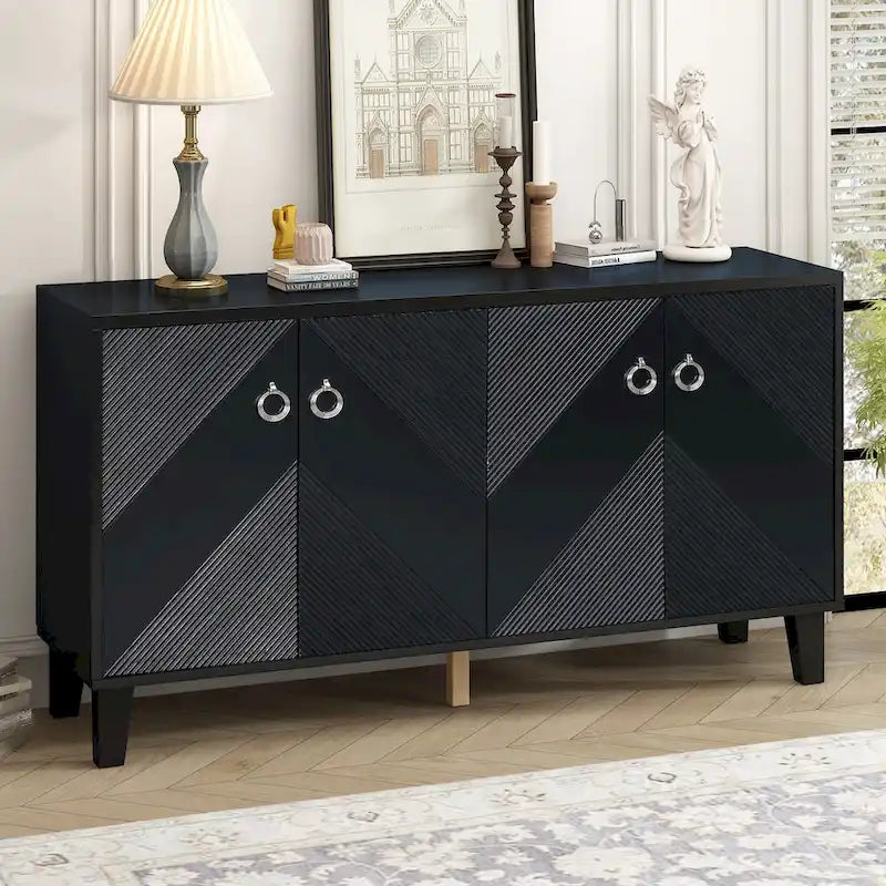 Light Luxury Cabinet Adorned with Geometric Patterns