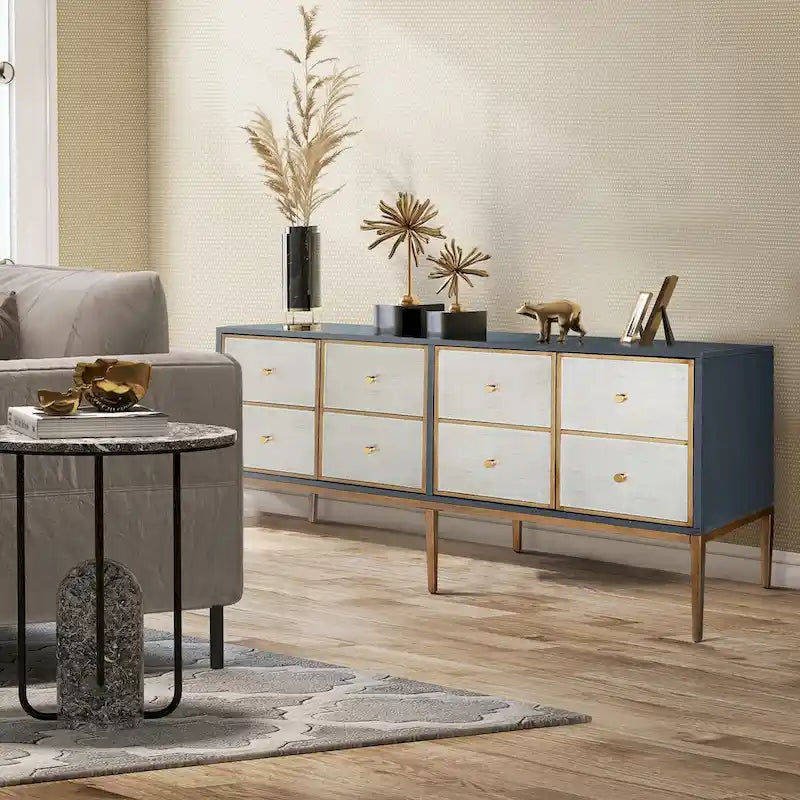 Mid-century Modern 4-door Vintage Accent Cabinet Storage Buffet Sideboard with multi-compartment Bedroom - 59.1 inches