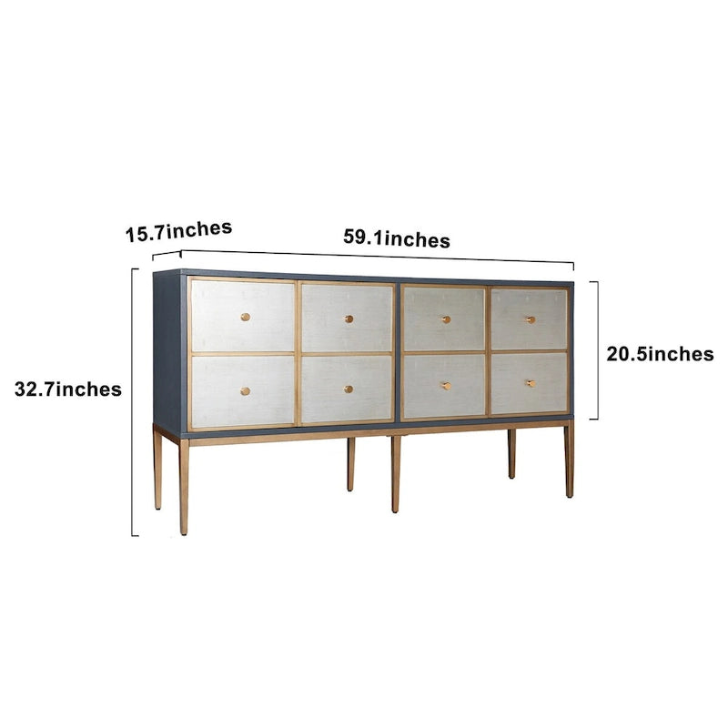 Mid-century Modern 4-door Vintage Accent Cabinet Storage Buffet Sideboard with multi-compartment Bedroom - 59.1 inches