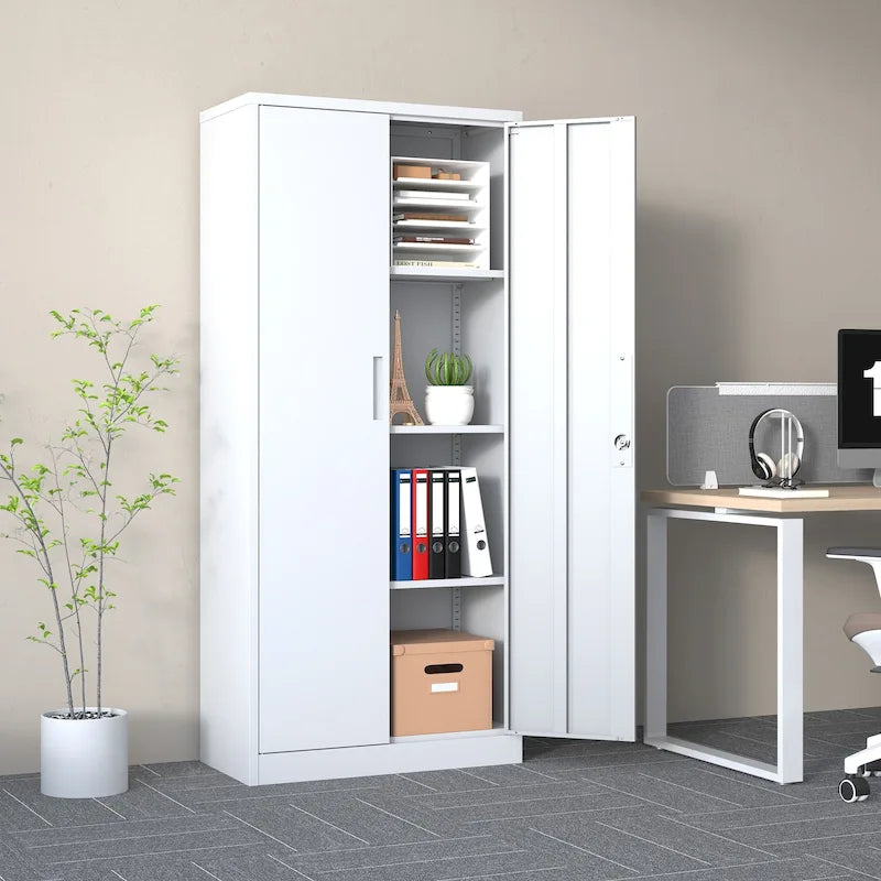 Tool Steel Locking Cabinet with Doors and 4 Shelves