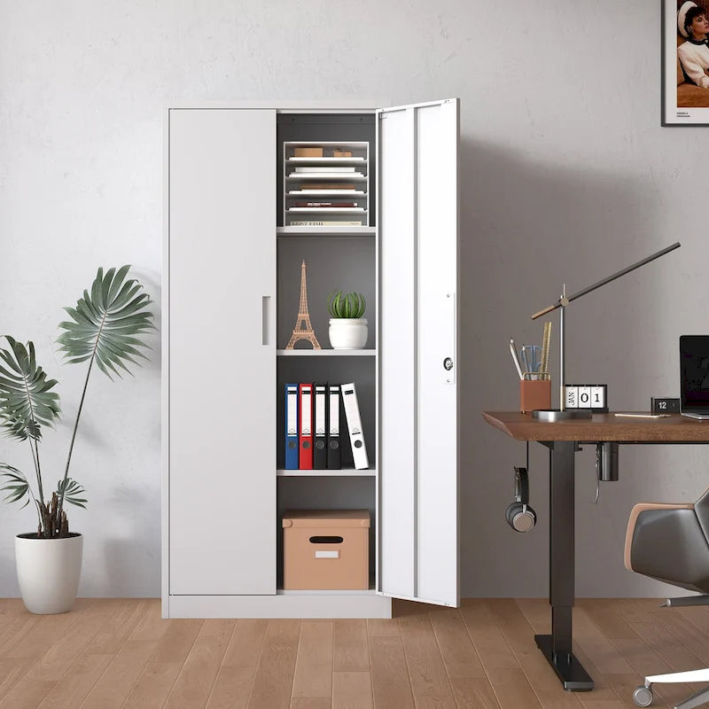 Tool Steel Locking Cabinet with Doors and 4 Shelves