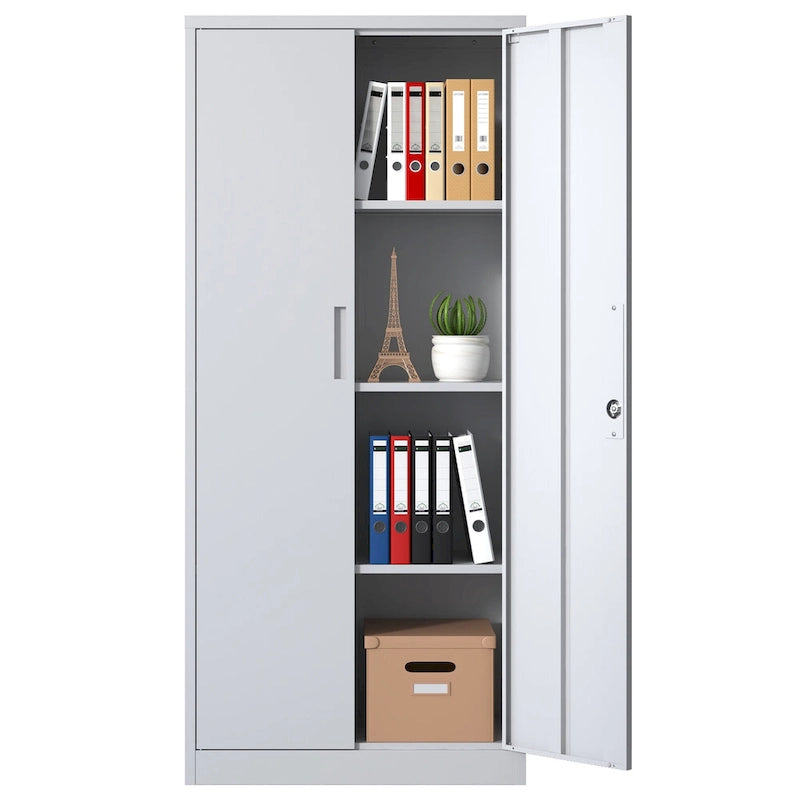 Tool Steel Locking Cabinet with Doors and 4 Shelves