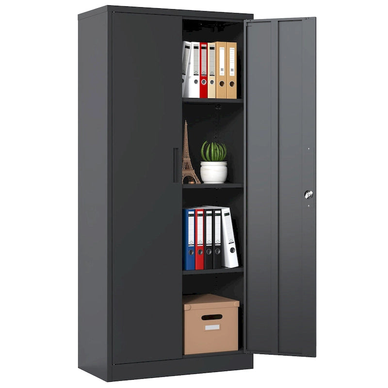 Tool Steel Locking Cabinet with Doors and 4 Shelves