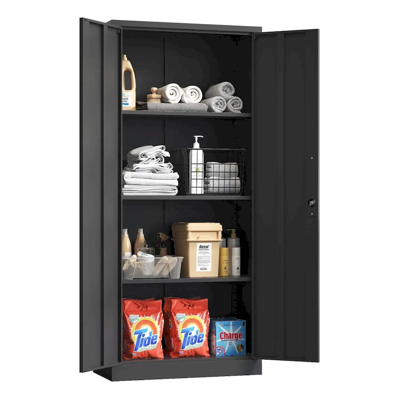 Tool Steel Locking Cabinet with Doors and 4 Shelves