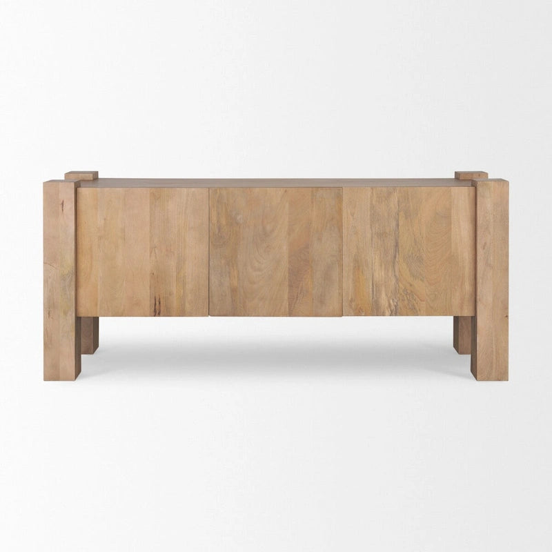 Light Brown Wood w/ 3 Doors Sideboard - 74.5L x 20.0W x 33.0H