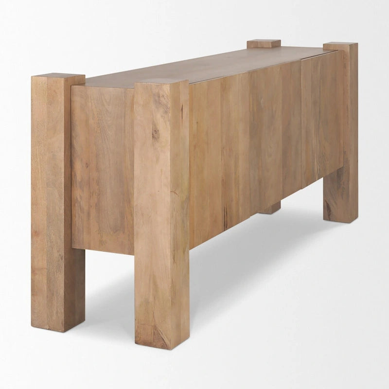Light Brown Wood w/ 3 Doors Sideboard - 74.5L x 20.0W x 33.0H