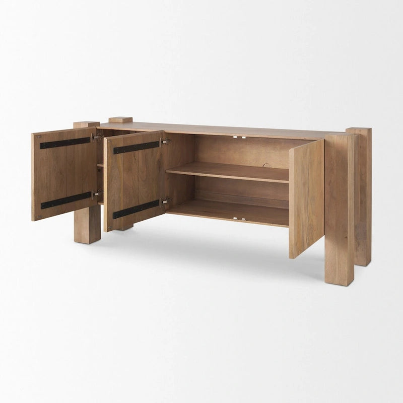Light Brown Wood w/ 3 Doors Sideboard - 74.5L x 20.0W x 33.0H