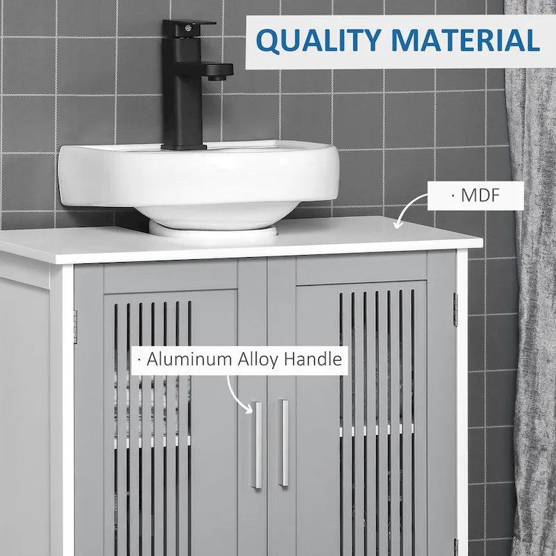 Under Sink Cabinet with 2 Doors, Pedestal Under Sink Bathroom Cupboard, Bathroom Vanity Cabinet with Adjustable Shelves