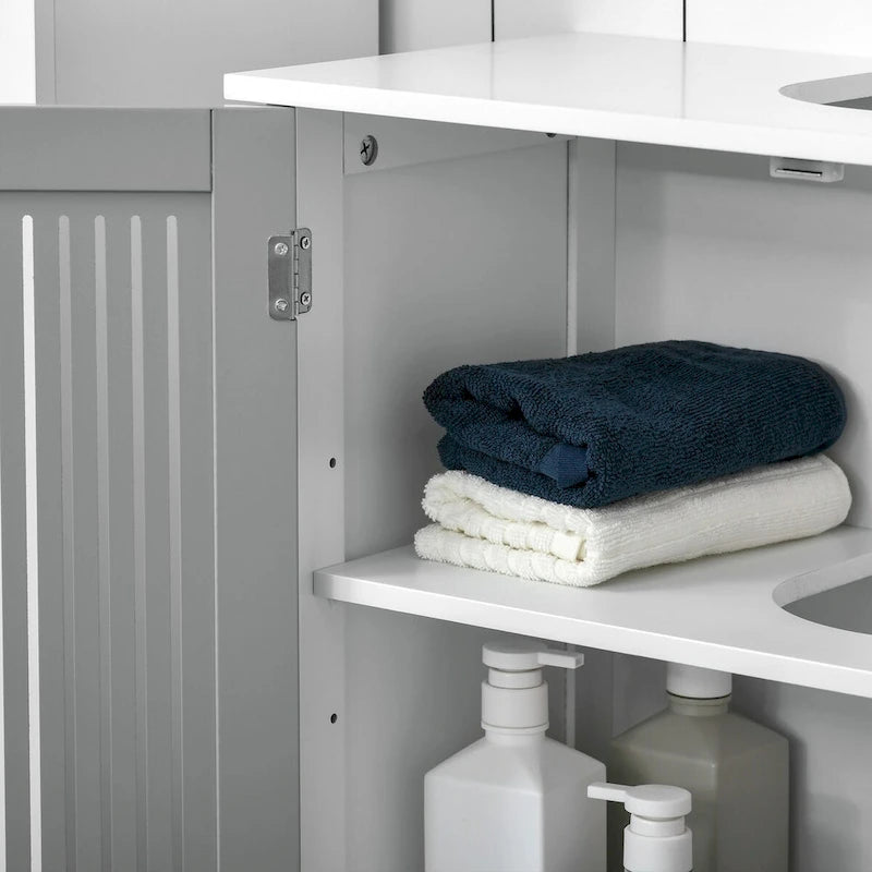 Under Sink Cabinet with 2 Doors, Pedestal Under Sink Bathroom Cupboard, Bathroom Vanity Cabinet with Adjustable Shelves